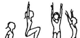 612 Hop with ½ turn (180 ) free leg extended above horizontal throughout 1.