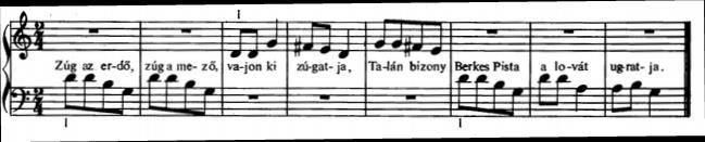 rögtönzése, dudabasszus) 5. ábra: Legato-játék megalapozása pentachord népdal segítségével (8. sz.) c.