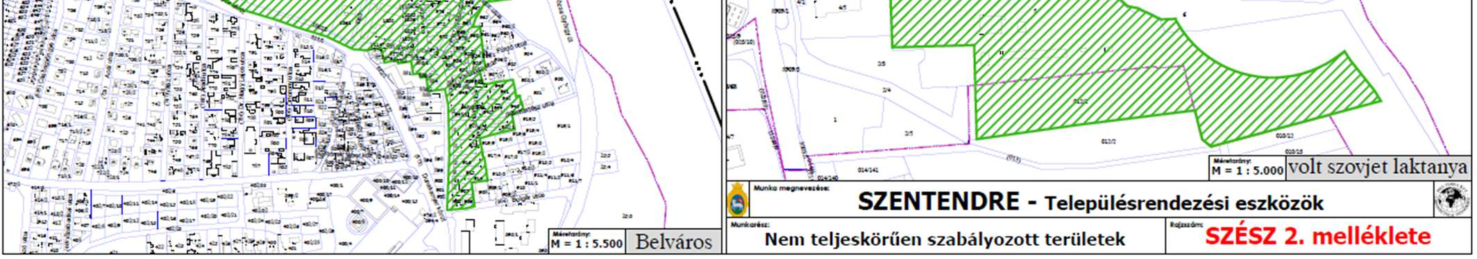 szelvényezetten SZT-1-től SZT-8-ig jelű tervlapok M = 1: 4000 léptékben