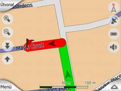 4.4 GPS-adatok képernyő Az ablak megnyitásához érintse meg a Főmenü, a Térkép vagy a Vezetés képernyőn található apró parabolaantenna ikont.