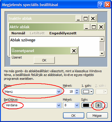 Kattintsunk a Speciális gombra. A megjelenő ablakban az Elem listán válasszuk a Menü elemet.