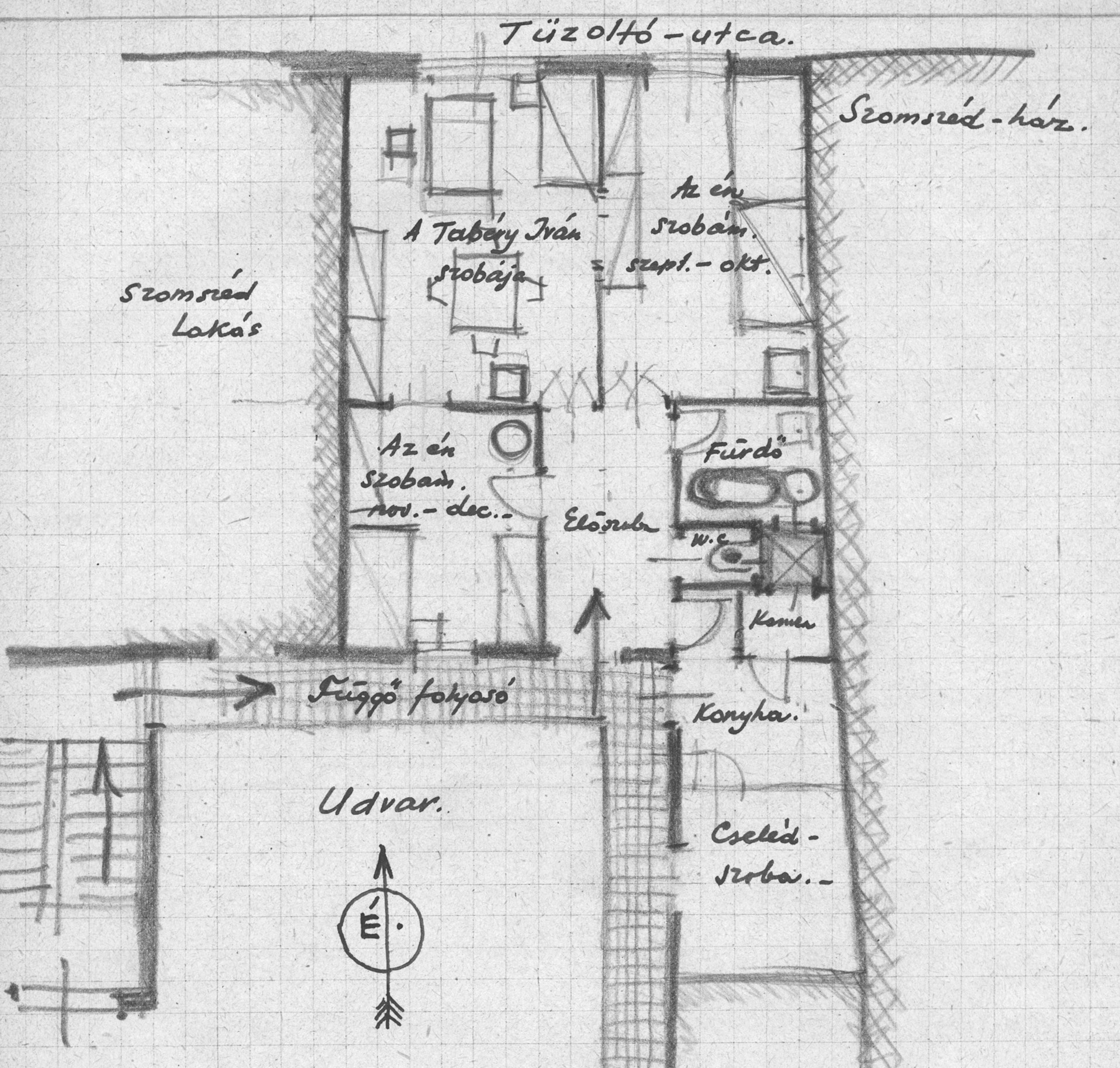 142 KORALL 58. A Tűzoltó utcai lakásról készült alaprajz 1. kép Forrás: BME 437. f. VI. kötet 5. Fodor Sándor miniszteri tanácsos a szent-margitszigeti építkezéseknél leendő alkalmaztatása ügyében.