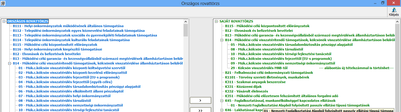 Új rovat felvitele kötelezően csak a központi rovattörzsből