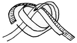 hosszú kötélvég, könnyen magától is kibomolhat Megköthető a kötél közepén is Nagy