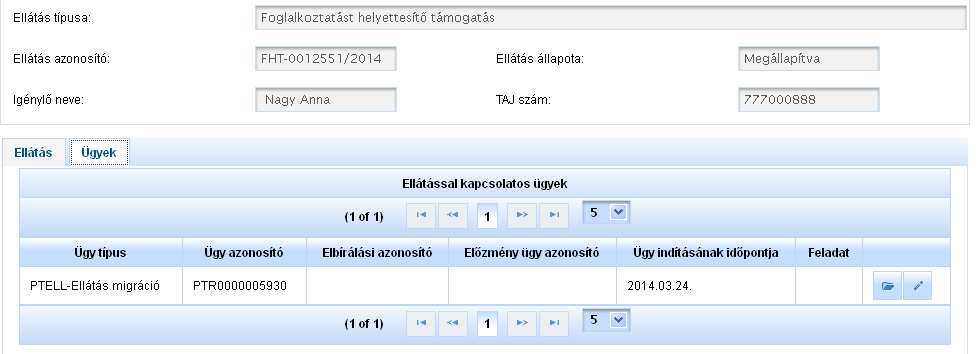 A lapon megjelenik az Ellátás fül és az Ügyek fül. A felső menüsorban az Ügyek fülre lépünk.