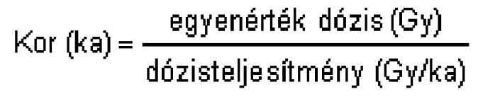A másik adat, amelyre szükség van az egységnyi idő alatt elnyelt dózis mennyisége, vagyis a dózisteljesítmény. Ennek jele: D *, mértékegysége: Gy/Ka.