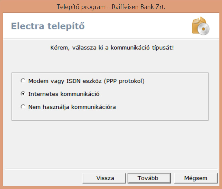 5. Válassza ki az Internetes kommunikáció opciót,