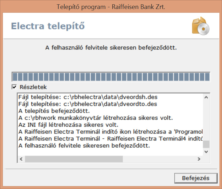 7. A telepítés befejezéséhez kattintson a
