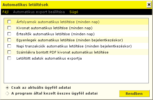 A rendszer lehetővé teszi a letöltött adatok