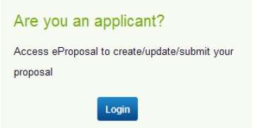 Kattintson az Ön pályázó? ('Are you an applicant? ) menüben a Bejelentkezés ( Login ) gombra.