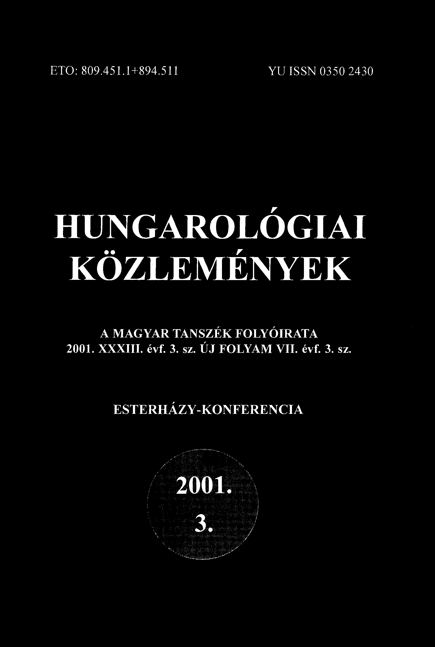 2001. XXXIII. évf. 3. sz.