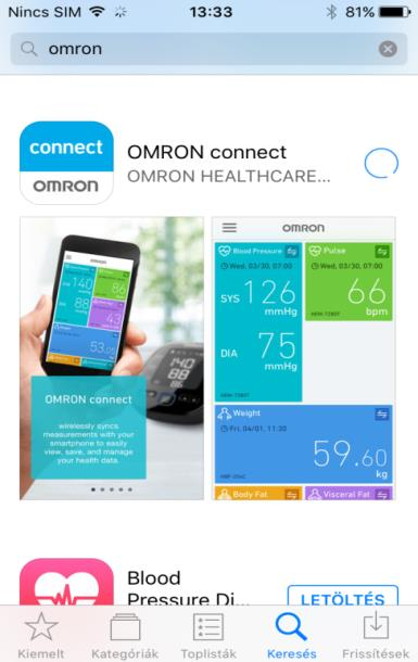 OMRON connect használati segédlet Töltse le az Apple