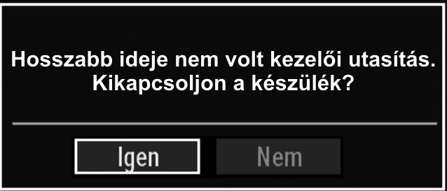 jelenik meg a képernyőn. A YES/ IGEN gomb lenyomásával kapcsolható ki a TV. Nyomja meg a NO gombot a visszavonáshoz. Ha semmi nem kerül kiválasztásra, a TV kikapcsol.