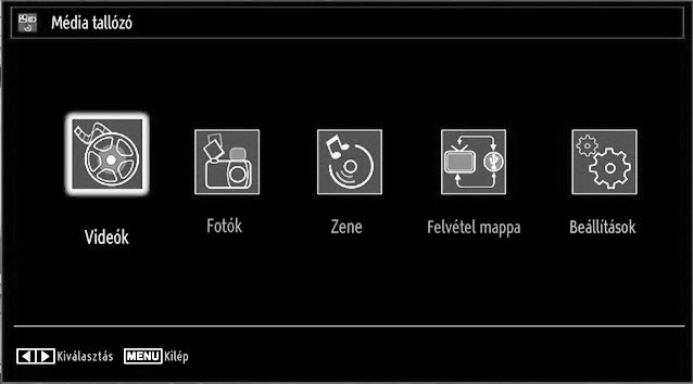 Nyomja meg az OK gombot a folytatáshoz. A Médiaböngésző menü opciók jelennek meg a képernyőn.