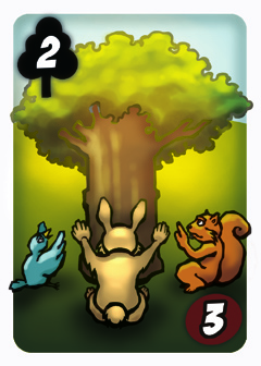 egy 3-as értékű makkért). BÁTOR SZÖKKENÉS Ez a kártya megengedi, hogy egy sértetlen mókussal átugorj egy üres mezőt az ösvényeden.