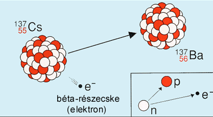 β bomlás β - sugárzás 1) Negatív β-bomlás Kísérlet: Curie 1911 Elmélet: Enrico Fermi, 1934 n 0 p e ν e A Z A X Z 1X e e 137 55 Cs 137 56 Ba e ν