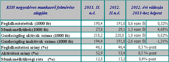 I.2. Hajdú-Bihar megye foglalkoztatási helyzete a KSH adatai alapján A 2000 és 2009 közötti években az egy főre jutó GDP összegét figyelembe véve a megyék rangsorában Hajdú-Bihar megye nagyjából a