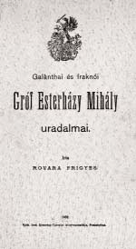 61.Rovara rigyes: Esterházy Mihály uradalmai c. könyvének címlapja A legnagyobb borsóterülettel (1250 kat. hold) Szold Zsigmond bérlõ felsõszeli birtokain találkozhattunk.