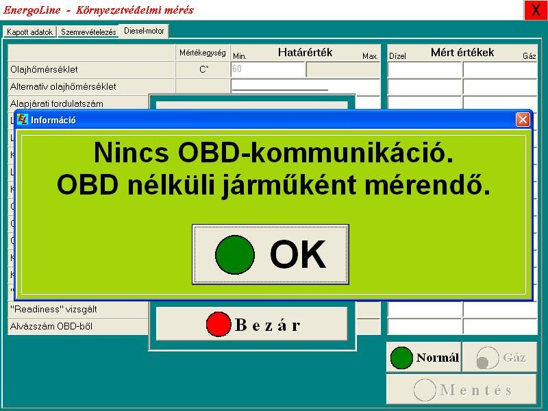 6. ábra: Nem sikerült az OBD egységgel felvenni a kapcsolatot 7.