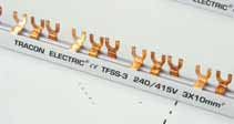 SEGÉANYAGOK Installációs kiegészítők Sorolósínek 125 A-ig 230/400 V AC 500 V -40..+85 C V0 U94 A mm² TFSS-1 max. 63 A 10 mm 2 56 mod. 1000 15.4 4.8 12.5 1 TFSS-1-12 max. 63 A 10 mm 2 12 mod. 215 15.