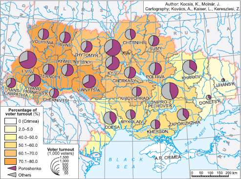 A 2014. május 25-én megtartott ukrajnai elnökválasztás Petro Porosenko győzelmét hozta minden megyében. A 2014.