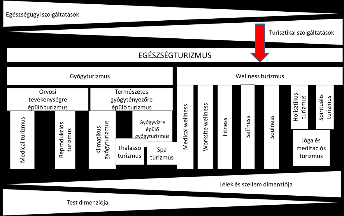 2015). Az egészségturizmus hatékonyabb pozícionálásának érdekében a fentieket szintetizálva az alábbiak szerint modellezi PRINTZ-MARKÓ az egészségturizmus spektrumát. 1.