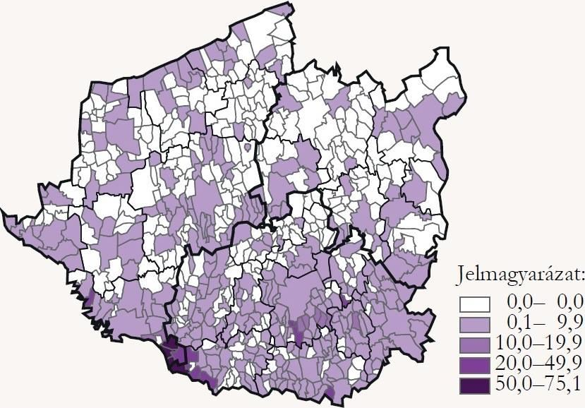 Ez a jelentős koncentrálódás Baranya megyében 1,9% arányt jelent a teljes lakossághoz viszonyítva. A Drávamentén találhatóak azok a települések, melyekben a horvátok aránya a legmagasabb. Ilyen pl.