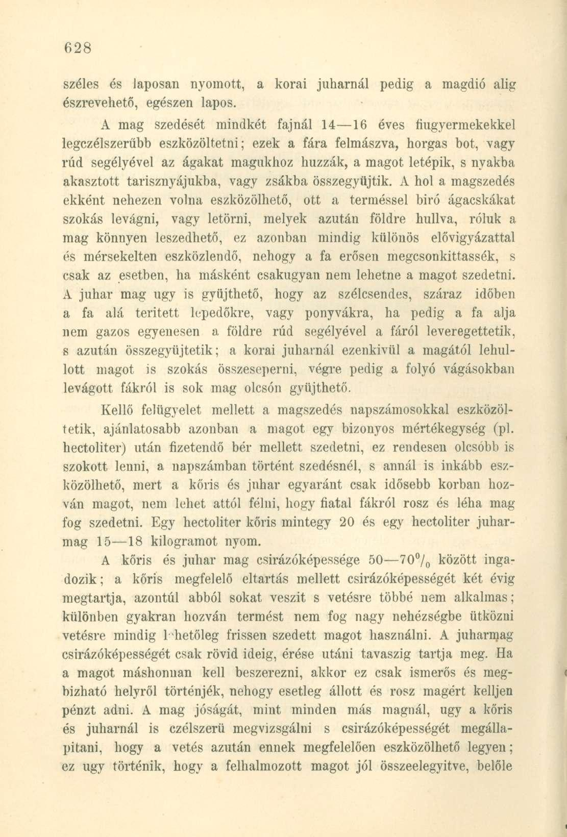 széles és laposan nyomott, a korai juharnál pedig a magdió alig észrevehető, egészen lapos.