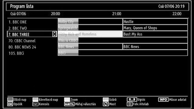 FEVÉTEL a TV elkezdi felvenni a kiválasztott műsort. Felvétel leállításához nyomja le újra.