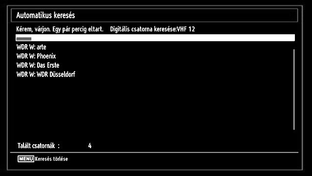 A képernyőről kiválaszthatja a frekvenciatartományokat. A látható sorok kijelöléséhez használja a vagy gombot.