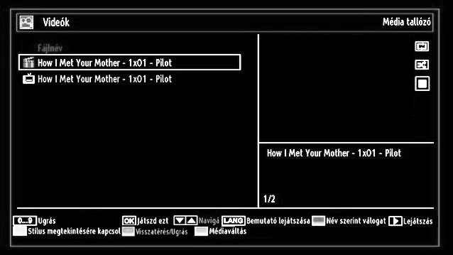 készüléket. Dugja be újra az USB-eszközt. A Médiaböngésző ablakának megnyitásához nyomja meg az M gombot a távirányítón, majd válassza ki a Médiaböngészőt a vagy, gomb megnyomásával.