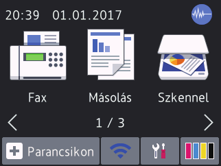 Az érintőképernyős LCD áttekintése A d vagy c gombok megnyomásával három kezdőképernyőt érhet el.