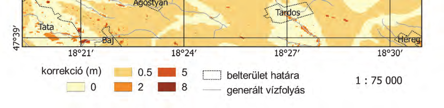 Ez kisebb méretarányokban a patakok esetében nem zavaró, megjelenítésük amúgy is inkább vonalas, mint felületi elemként történne.