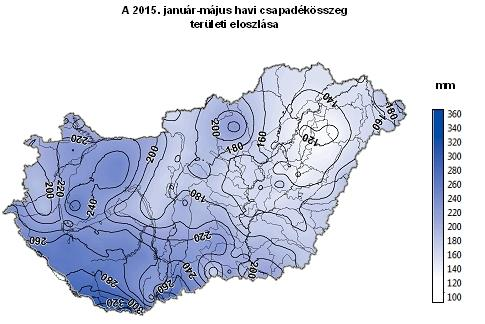 Léghőmérséklet A május havi középhőmérséklet 10.9 C (Kékestető) és 17.2 C (Jánoshalma) között alakult, az országos területi átlagérték 15.8 C volt, ami 0,3 C-kal magasabb az átlagnál.