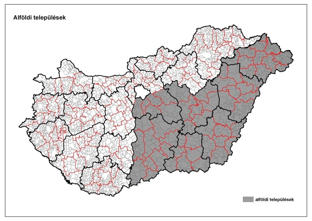 A Tanyafejlesztési Program területi lehatárolása 2011-ben 206, míg 2012- ben 240 alföldi település területéről