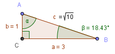 5.Legyen cos negatív és tg = 3. Mekkora lehet sin és sin 2? 4 + 8 pont Tekintsünk egy derékszögű háromszöget, amelynek befogói 1 és 3 és legyen az a szög, amelyiknek tangense 3.