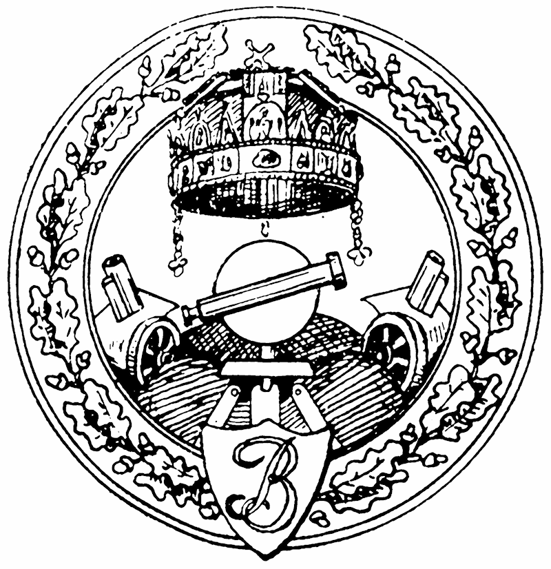 11 Bemérő tüzérség Előlapján fent a Magyar Szent Korona kisebbített mása díszíti.