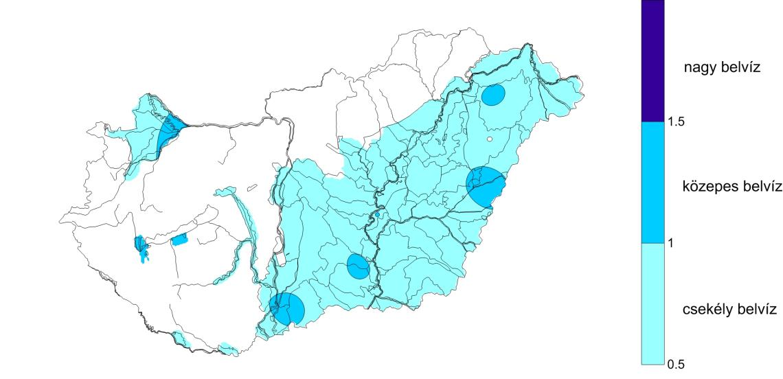 Viszont az átlagosnál csapadékosabb időjárás bekövetkezése esetén, ha a csapadék jobbára hó formájában jelentkezik és hírtelen olvad el, akkor síkvidékeinken legalább közepes,