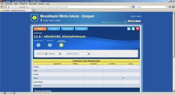 : A tanuló sztályzatai,