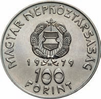 1979 Tervezett-Kiadás Geplante Ausgabe Planned issue NEM KERÜLT FORGALOMBA - NICHT IN UMLAUF GEKOMMEN - NOT ISSUED 100 Forint Ni - 12 g - 32 mm - 2 mm 1979 Tervezô /Entwerfer/ Designer: Csúcs