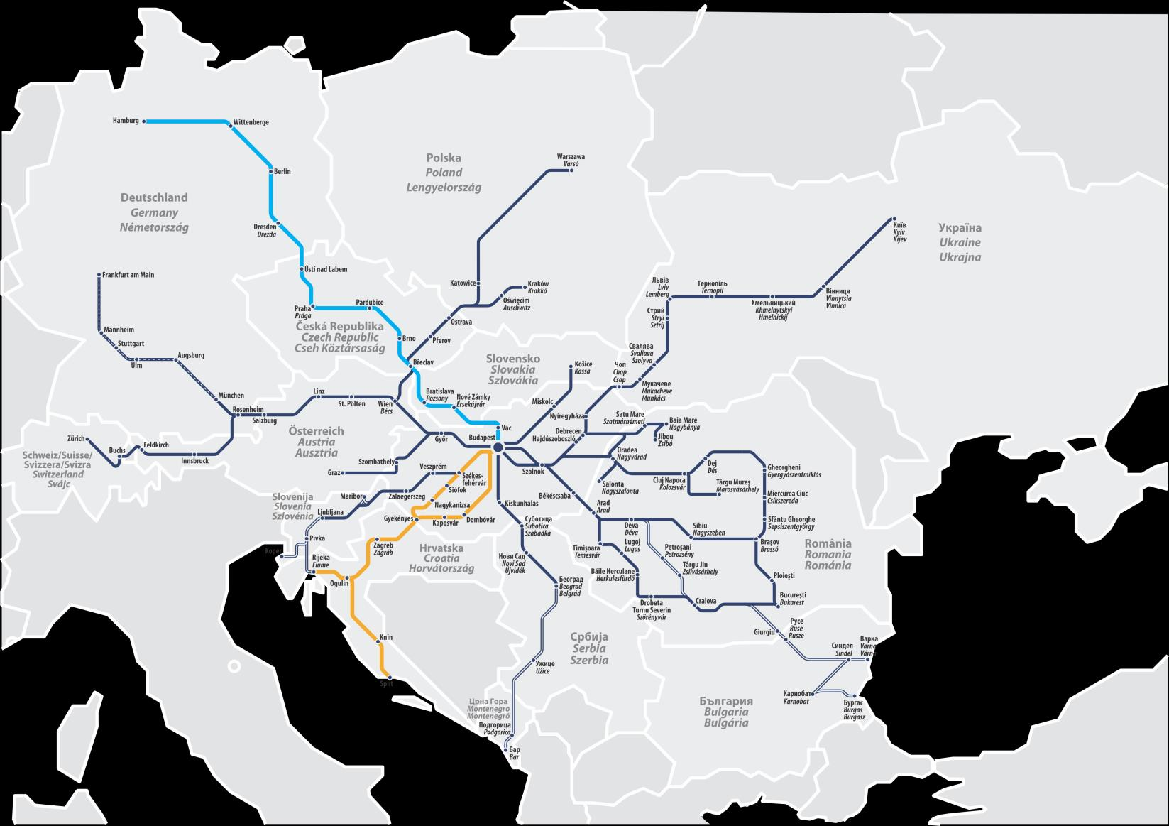 Nemzetközi hálózat a MÁV-START szerepe az EU vasúti közlekedésében Közvetlen InterCity vonat Fiumébe egész évben minden