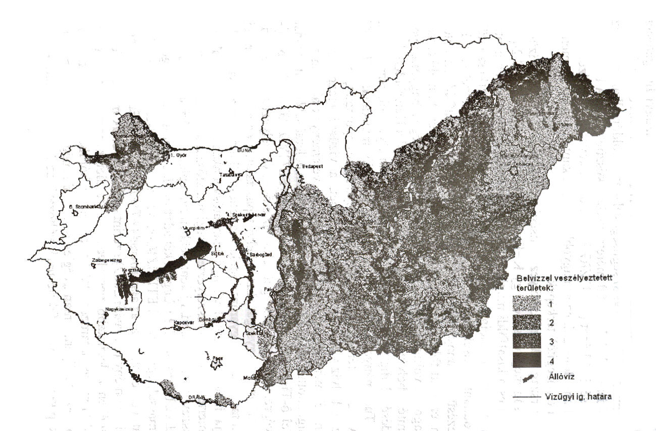 A NEDVESSÉG OKOZTA EXTRÉM HATÁSOK területe, a Duna-Tisza közének középsı és déli része, valamint a Kisalföld északnyugati területe (3.3.1.ábra).