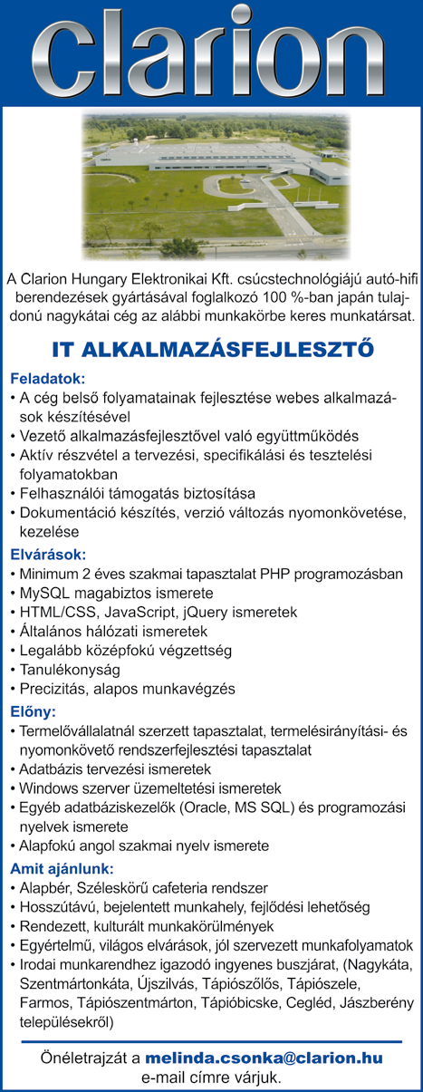 leírása és a jelentkezési feltételek megtalálhatók: http://www.volanbusz.hu\jobs.php honlapon.