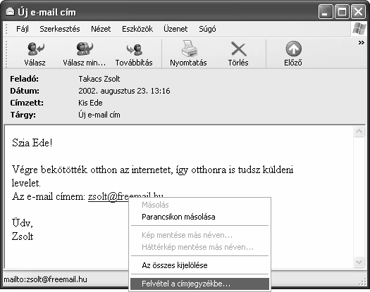 Információ és kommunikáció A megjelenő párbeszéd panelen a korábban megismert