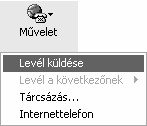 Információ és kommunikáció LEVELEK CÍMZÉSE A CÍMJEGYZÉK SEGÍTSÉGÉVEL A Címjegyzék ablakban kiválasztott partnerünknek az eszköztáron található Művelet ikon segítségével kezdeményezhetjük üzenet