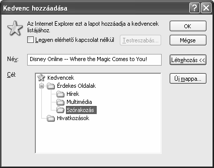 Az így felvett oldalak tartalmát az Internet Explorer egy külön mappában megőrzi, így azokat internetkapcsolat nélkül is bármikor megnézhetjük.