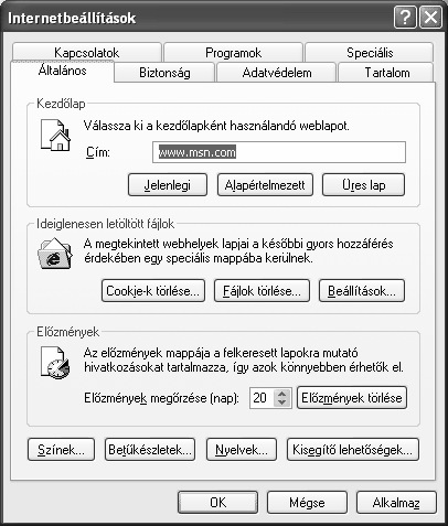 Információ és kommunikáció A KEZDŐLAP MEGVÁLTOZ- TATÁSA Az Internet Explorer indításakor megjelenő weboldalt kezdőlapnak nevezzük. Kezdőlapként bármely internetes oldalt beállíthatunk.