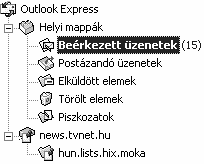 Információ és kommunikáció A MAPPA- SZERKEZET ELEMEI A mappaszerkezetben az Outlook Express két szolgáltatásához a levelezéshez és a hírcsoportokhoz kapcsolódó mappákat láthatjuk.