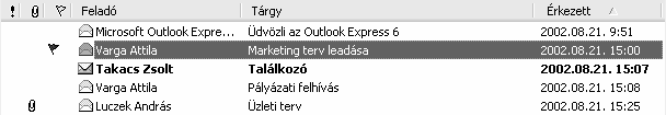 Az üzenetek megjelölésére, annak kijelölése után, válasszuk az Üzenet menü Üzenet megjelölése parancsát.