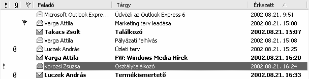 A könnyebb áttekinthetőség érdekében beérkezett üzeneteinket érdemes érkezés szerint rendezni.